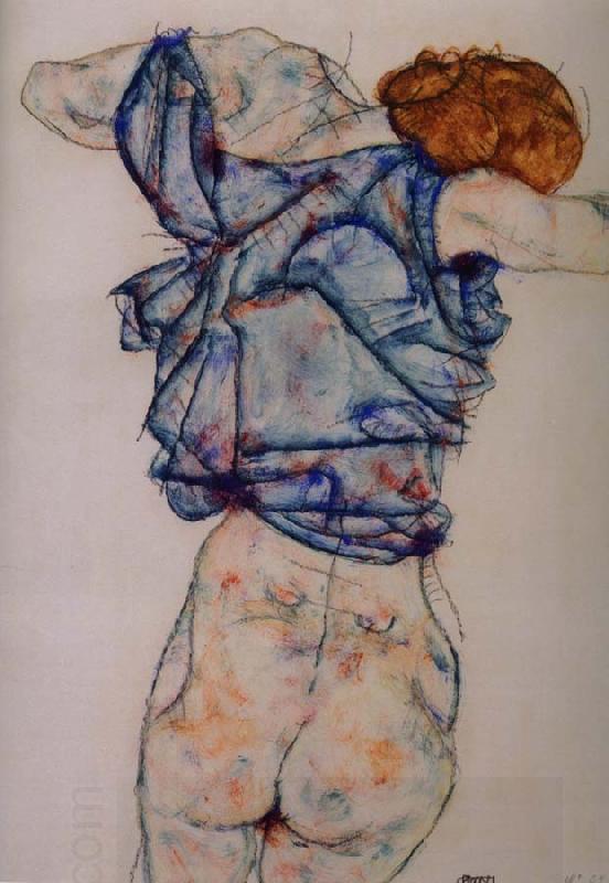 Egon Schiele kvinna under avkladning oil painting picture
